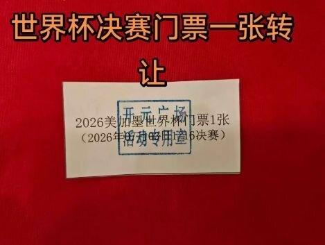 当事人发布影片内容截屏,显示2026美加墨世界杯1/16决赛门票一张。(视频截屏...