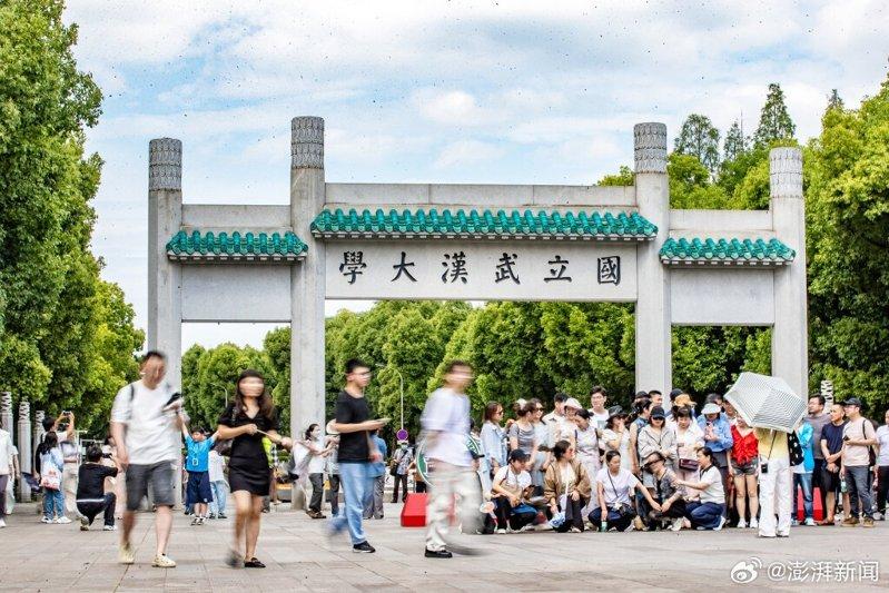 武汉大学是网红学校,开放信息吸引许多人潮来打卡拍照。(取材自澎湃新闻)