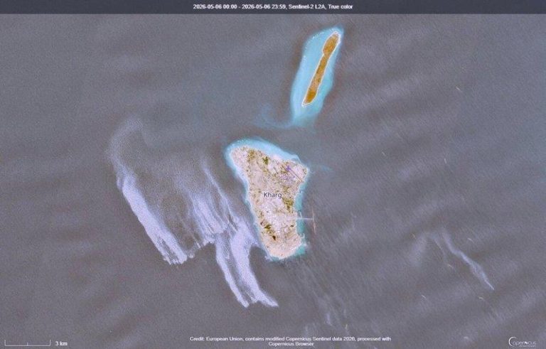 伊朗哈格岛传漏油3000桶卫星影像曝 德黑兰回应了 欧洲太空总署6日公布哈格岛疑似漏油的卫星影像。(美联社)