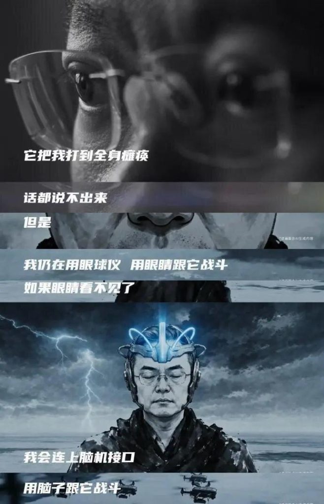 蔡磊剩眼球能动 靠AI化身赛博躯体 发布「倒计时」演讲 蔡磊用AI复原声音发布「倒计时」演讲。(视频截屏)