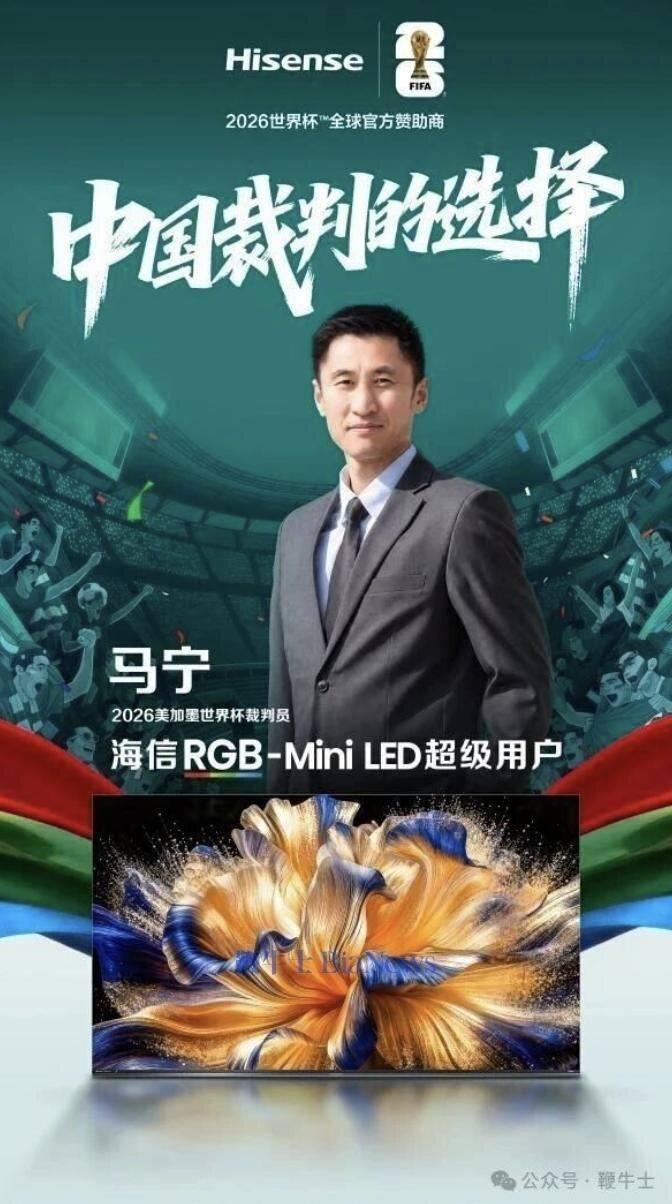 马宁在世界杯的广告代言收入超过千万。(取材自微博)