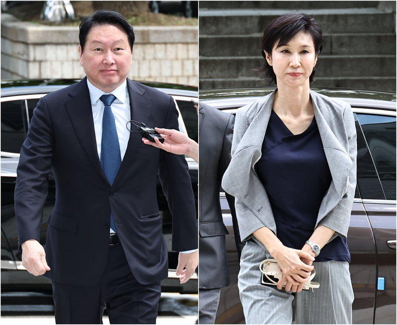 南韩法院24日宣判,SK集团会长崔泰源须向卢素英支付9440亿韩元。图为崔泰源(...