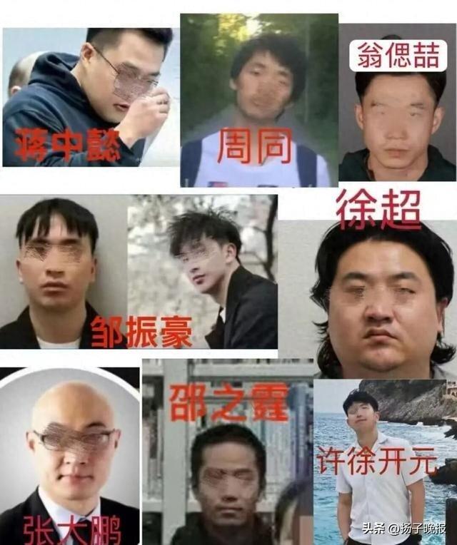 网友整理的部分涉案人员照片。(取材自扬子晚报)
