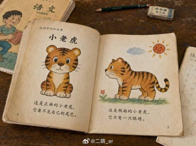 儿歌「两只老虎」歌词,终于了温暖且极具童趣的解密。(取材自微博)