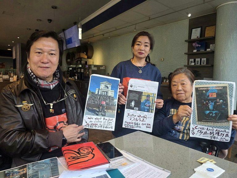 郭利（左）和家人在加拿大遭到房东无理打压和不明人士袭击，质疑是北京的跨境镇压行动...