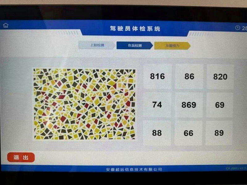 安徽一驾驶员换驾照体检时遇到高难度色盲图。(取材自现代快报)