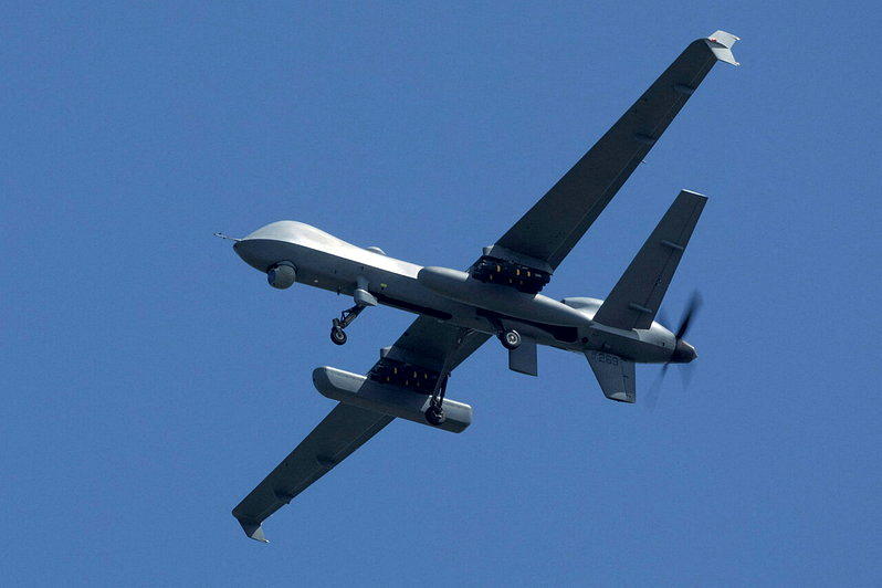 美国空军一架MQ-9「死神」无人机5月16日飞越波多黎各赛巴(Ceiba)的前罗...