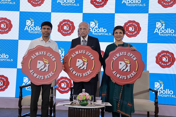 Dr. M Srinivasan, Member, Niti Aayog, inaugurates the Apollo Always Open Always Here initiative in the presence of Dr. Prathap C Reddy, Founder & Chairman and Dr. Sangita Reddy, Joint Managing Director, Apollo Hospitals Dr. M Srinivasan, Member, Niti Aayog, inaugurates the Apollo Always Open Always Here initiative in the presence of Dr. Prathap C Reddy, Founder & Chairman and Dr. Sangita Reddy, Joint Managing Director, Apollo Hospitals