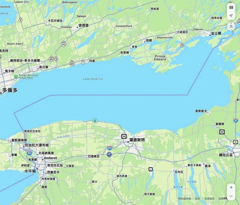 苹果地图已开始将安大略湖改为「美国湖（Lake America）」，成为继谷歌地...