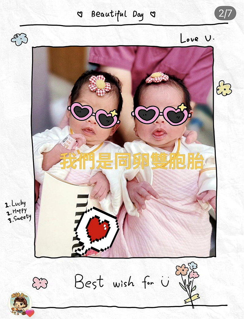 恺乐(蝴蝶姐姐)分享双胞胎。图/摘自IG