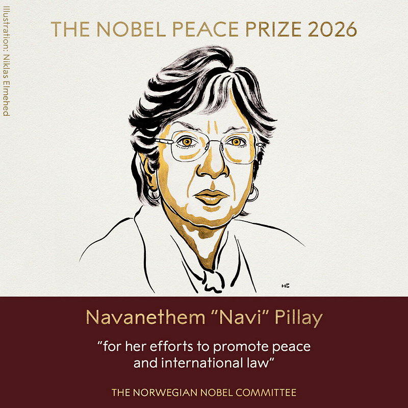 诺贝尔和平奖9日公布,由南非人权女法官皮莱(Navanethem Pillay)...