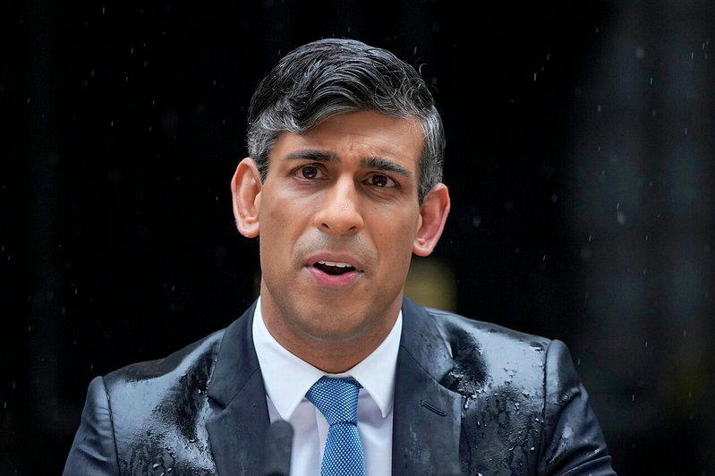 英国前首相苏纳克。(美联社)