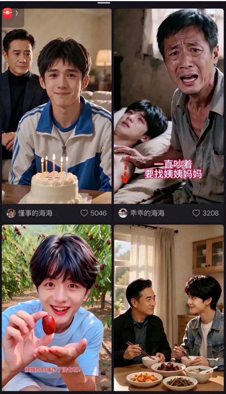 缺母爱、被霸凌?AI苦情男孩「小海」专门收割姨姨妈妈 AI生成网红「小海」,通过悲情故事,博取中老年观众同情并借此带货。(取材自微博)