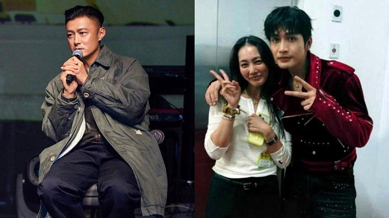 余文乐(左图)分享前妻王棠云(右图左)和中国男星张彬彬(右图右)的合照。(取材自...