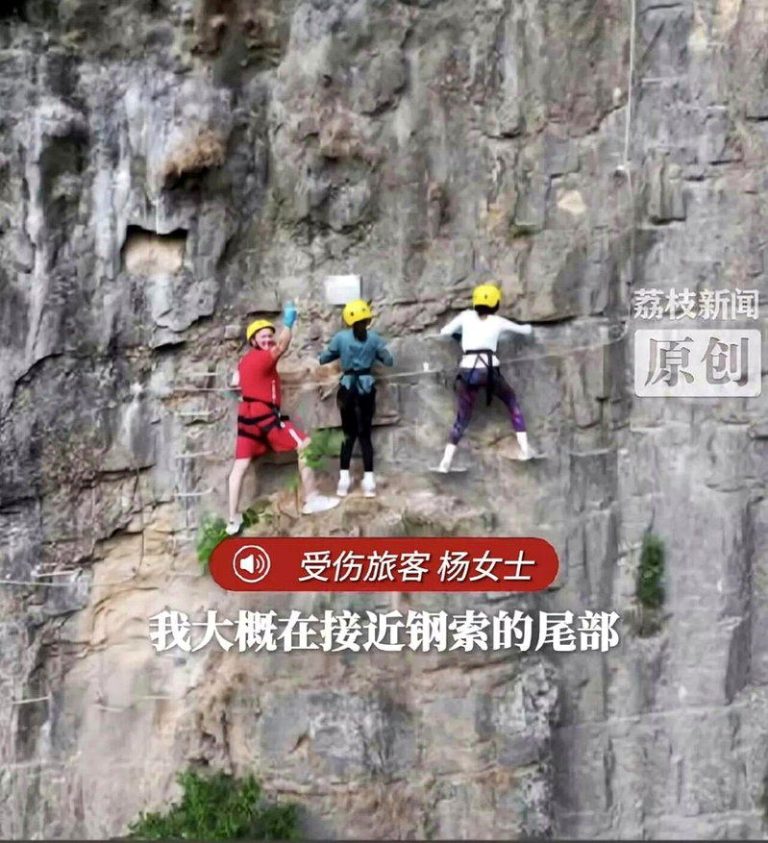 杨女子体验高空飞拉达时突遭蜂群攻击，身处半空无法躲避，不断呼救却未获教练救援。（...