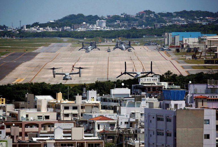 冲绳县宜野湾市普天间基地。（路透）